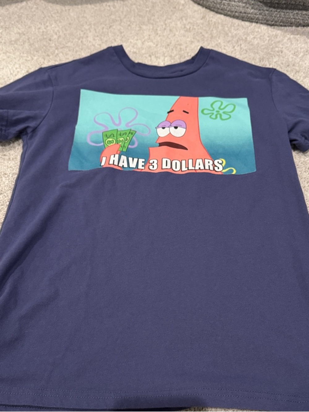 Kids Navy Patrick Star Graphic Tee - I Have 3 Dollars